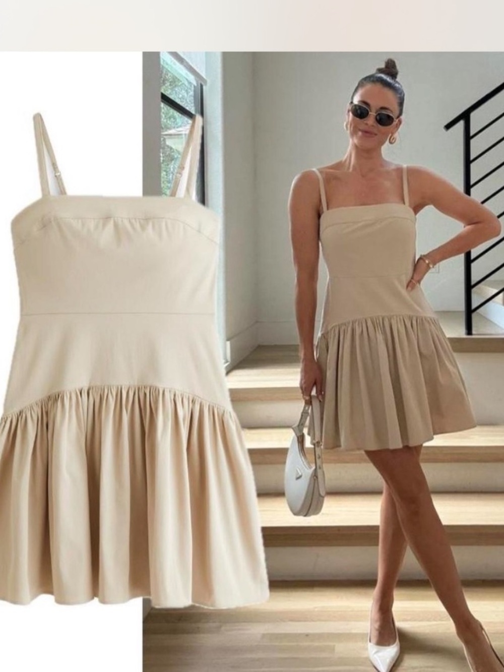 Abercrombie & Fitch Neutral Tan Drop Waist Mini Dress